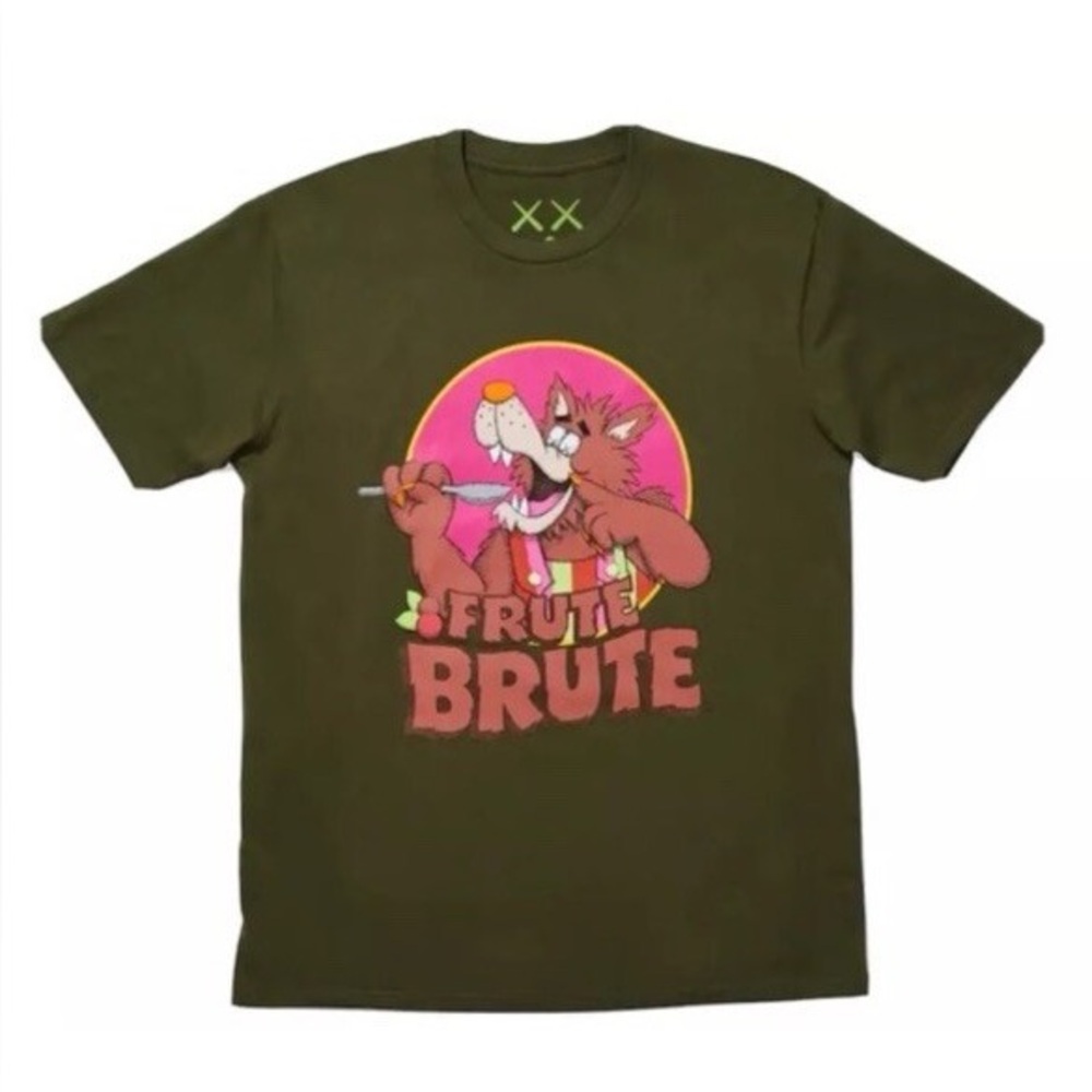 KAWS X GENERAL MILLS Frute Brute Olive Green T Shirt Army Sealed NWT